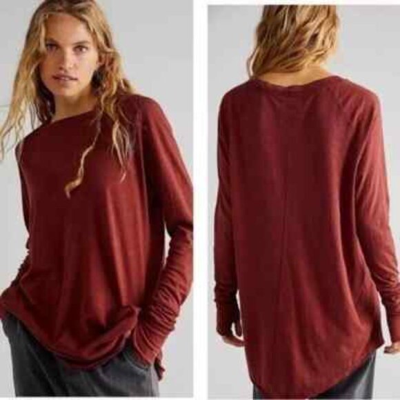 We the Free Arden Oversized Rust Tee L - Picture 1 of 9